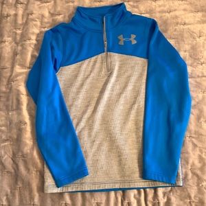 Under Armour youth large blue and gray fleece lined quarter zip
